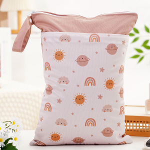 HappyFlute Printed 30*40CM Wetbag 2pocket With Handle Reusable Waterproof Cartoon Prints Wet Dry Diaper Bag