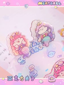 Acrylic Meatball Clip Mermaid Shape Paper Clip Office School Supply Cultural Goods Business Supplies Organizer