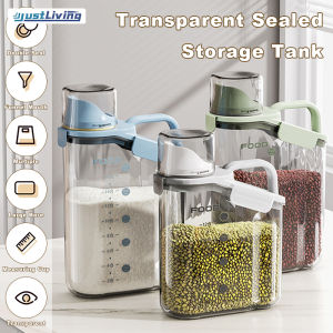 JustLiving 2/2.8L Multipurpose Sealed Storage Container with measuring cup PP Cereal Dispenser Storage Box Airtight Grain Rice Bin Container Moisture and Insect Resistant Dry Food Bin Kitchen Pantry Organizer Box kitchen accessories and organizers at home