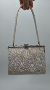 [ Woosilver ] Túi Cườm Vintage Họa Tiết Hình Quạt & Lá – Secondhand – TX433