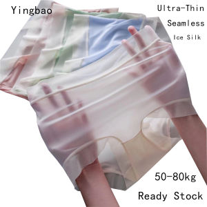 Yingbao Summer Panties Ladies High Waist Ultra-Thin Seamless Ice Silk Underwear Womens Brief Big Plus Size