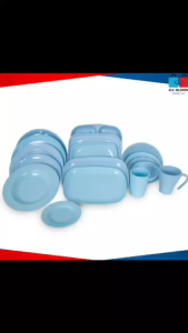 ROUND SQUARE and RECTANGULAR PLATE REUSABLE Wave design plastic dinner plates w/cups LBLUECOLOR.