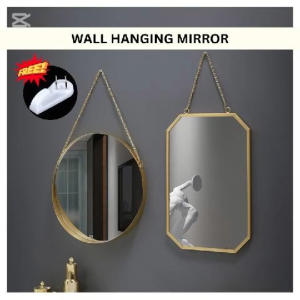 Ready Stock Aesthetic Wall Hanging Mirror Big Decoration Besar Cermin Bulat Bingkai Besi Gantung Dinding Hiasan Panjang Round Rectangle Living Room Bathroom Bedroom Dressing Ruang Tamu Bilik Mandi Viral Vintage Gold Solek Minimalist Metal Frame Large