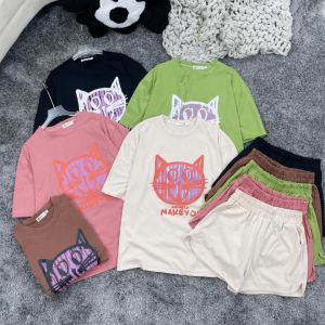 Set Bộ Nữ Ngắn Tay In Hình Mèo Cá Tính - LCXB24