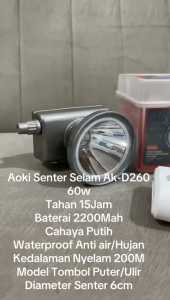 Aoki Senter Kepala Selam AK-DK260 60Watt Cahaya Putih Rechargeable Tahan Hingga 15 Jam