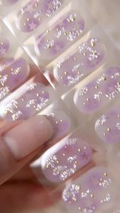 20pcs Semi Cured Gel Nail Strips Glitter Christmas Gel Nail Stickers with UV Light Required Salon Quality Easy Apply & Remove