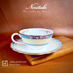 NORITAKE 100%New - Miniature Rose - 01 Set Trà Bằng Sứ Xương Khắc Vân Nổi Hồng Tỷ Muội