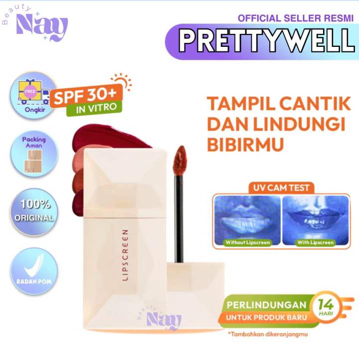 LIP SCREEN BY PRETTYWELL UV FILTER SPF 30 PA++ LIP TINT LIPTINT LIP GLOSS LIP MATTE PEMERAH BIBIR LIPSCREEN BY PRETTYWELL PRETTY WELL PELEMBAB BIBIR