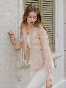 XIANGYING | Áo Khoác Ngắn In Hoa Hồng Phong Cách Nhẹ Và Thoáng Mát Form Rộng