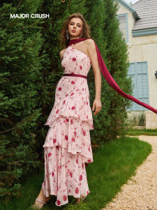Rose Design French Off-Shoulder Romantic Elegant Dress