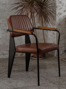 Modern Simple Iron Art Chair Home Leisure with Armrest Single Bench Designer Commercial Restaurant Retro Dining Chair