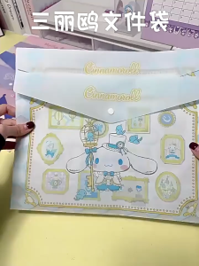 Sanrio a4 Cute Cartoon File Bag Primary School Students Transparent Waterproof Sealed Bag Junior High School Students Dedicated Thin Plastic Bag