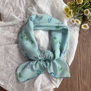 Khăn Trùm Đầu Họa Tiết Hoa Mùa Hè Đa Năng Cho Nữ Khăn Quàng Cổ Sợi Polyester Phụ Kiện Tóc Đa Năng Phong Cách Nghệ Thuật