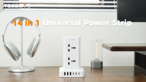 TESSAN 20W Universal Tower Power Strip 2M with 8 Outlets 3 USB-C 3 USB-A 1 Switch