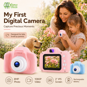 Kids Digital Camera 1080P Video Camera for Children 2 Inch IPS Screen 8MP Rechargeable Mini Toy Camera with Neck Lanyard Photo Frames Type-C Cable Birthday Gift for Girls Boys