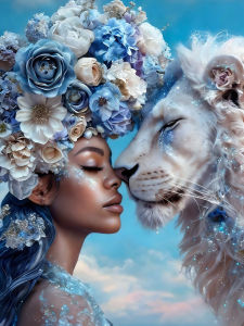 Huacan Diamond Painting Woman Lion Diamond Mosaic Animal Portrait New Collection 2026 Decorative Paintings