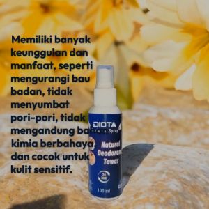 Diota deodorant tawas spray membantu melindungi bau badan terutama bau ketiak aman tanpa alkohol