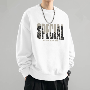 เสื้อฮู้ดคอกลมคอตตอนหนาสไตล์อเมริกันสำหรับผู้ชายในฤดูใบไม้ร่วงและฤดูหนาว เสื้อคลุมกันหนาวแบบหลวมๆ แฟชั่น