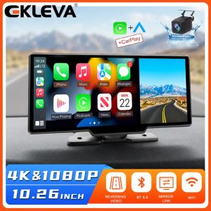 EKLEVA 10.26 Inch 4K Car Dashboard Dash Cam Carplay & Android Auto Wireless Dual Camera Video Recorder WiFi Connect Navigation Audio Player