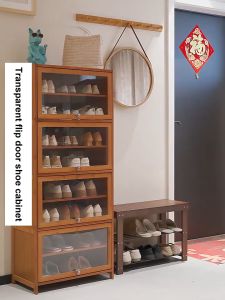 RRH Shoe Cabinet Display 9/11 Tier With Acrylic Door 50+Pairs of Bamboo Shoe Rack Organizer Floor Large Capacity