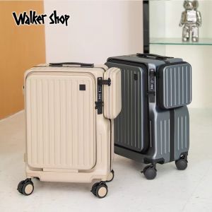 WalkerShop Mens Luggage Carry-On Suitcase Travel Bag with Opening Cover And Handle 20 Inch Multi-Functional Side Bag