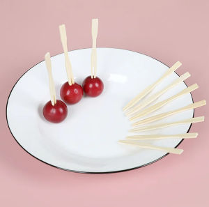 Bamboo Mini Fork Toothpick 100 Pcs Fruit Fork Disposable Heart-Shaped Bamboo Fork KTV Bar Club Household Dim Sum Fork