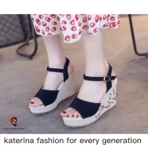 Katerina Fashion Womens Wedges Open Toe High Heel Sandals with Strap Detail