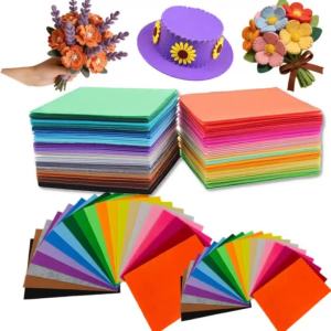 101-Piece Felt Material Set Felt Sheets 20X30Cm+15X15Cm+10X10Cm Various Colors 1mm Thick Medium-Hard Felt Squares Non-Woven Fabric Squares Needlework Materials Suitable for Crafts Sewing Patchwork Diy School Projects Home Party Decorations ...