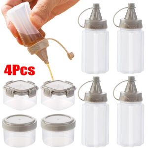 Polocat 4 Pieces Mini Plastic Sauce Seasoning Box Salad Dressing Containers BBQ Portable Spice Jar Kitchen Tool