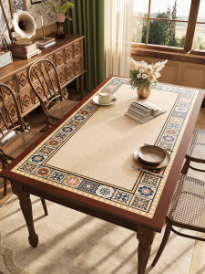 American Style Vintage Tablecloth Heat Resistant Dining Table Mat PVC Material Floral Pattern Home Decor Kitchen Table Pad