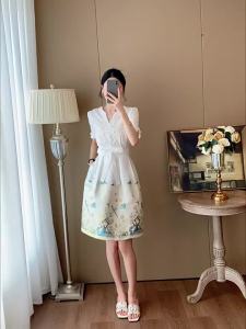 SUYE | Elegant Waist-slimming Cheongsam-inspired White Dress