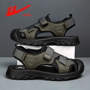 Warrior Brand Mens Sandals Summer 2025 New Outdoor Wear Anti-Collision Sports Water-Proof Toe Beach Shoes Breathable PU Upper
