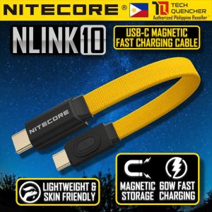 Nitecore NLink10 Magnetic Charging Cable - USB-C - 60W PD + QC Fast Charging - Braided - Gold Plated