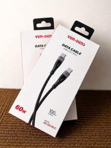 VEN-DENS DATA CABLE TYPE-C to TYPR-C 60W 100CM BLACK