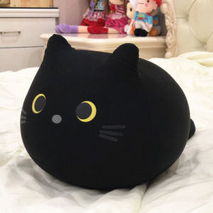 Stress Relief Black And White Cat Plush Toy Soft Foam Particle Nano Particle Filled Smooth Pillow Toy for All Ages