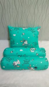 Bantal Bayi Set Newborn Motif Karakter Lucu – 1 Bantal + 2 Guling Lembut Empuk Isian Silikon HCS