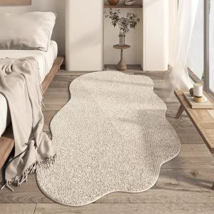 Japanese Wabi-Sabi Style Irregular Long Cloud Shaped Bedroom Carpet Minimalist Luxury High End Feeling Area Rug Customizable