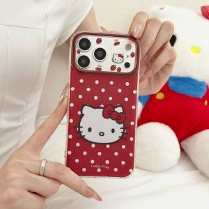 Sanrio | Cute Cartoon Polka Dot Hello Kitty Phone Case For iphone 17 16 15 14 Pro Max 17 Pro Lens Protective Shockproof Case With Box