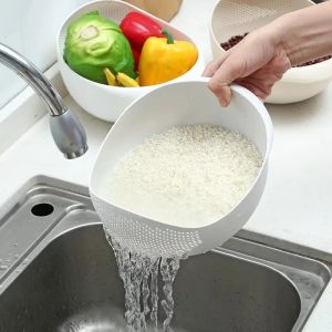 1pc rice panning machine vegetable and fruit basket drain and wash vegetable basket household kitchen rice washing sieve