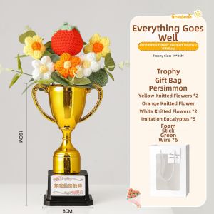 GUSTAGAT | Teacher Appreciation Gift with Pen Handmade Sunflower Trophy Knitted Bouquet