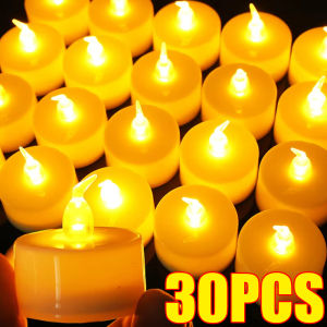 30/6PCS Small Tea Wax LED Electronic Candle Light Battery Operated Creative Wishing Tea Lamp Wedding Birthday Party Decor Lights Candles