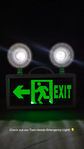 Pilum LED Emergency Exit Light Twin Head with Running Man Left Arrow Sign | Rechargeable Battery Backup 90 Minutes Emergency Time AC220V Safety Exit Lamp