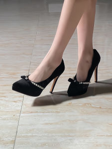 Fashionable Pearl High Heels Womens Pointed Toe Skinny Elegant Style Autumn Winter New Arrival Pair of Versatile Single Shoes