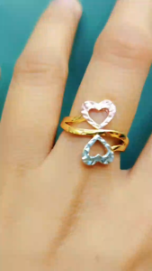 (FREE BOX)Highquality 24K Bangkok Gold Plated Luxury 3-Tone Adjustable Ring set for Women Hypoallergenic Nontarnish