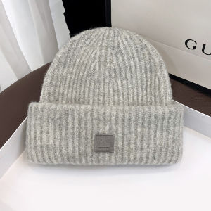 Wool Knitted Hat Womens Winter Loose Big Head and Small Face Heattech Hat Fall and Winter Earflaps Woolen Hat Pile Style Beanie Hat