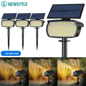 4 Đèn LED Năng Lượng Mặt Trời 136/108 LED Chiếu Sáng Ngoài Trời Chống Thấm Nước Cho Sân Đường Lái Xe Lối Đi Chiếu Sáng Diện Tích Lớn