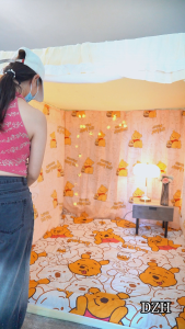 มุ้งกันยุงพร้อมผ้าม่าน 4 ด้าน ดีไซน์ใหม่ ขนาด 5/6/6.6 ฟุต สีสันสดใส วัสดุคุณภาพสูง