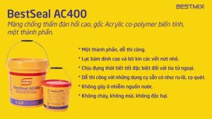 (Hỏa Tốc HCM) Thùng 20kg BestSeal AC400 Màng Chống Thấm Đàn Hồi Cao Co-polymer Sàn Mái WC Bestmix Sika Chống Thấm
