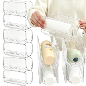 Stackable Transparent Plastic Storage Rack / Multifunctional Curling Iron Water Bottle Wine Holder / Space-Saving Desktop Fridge Bathroom Countertop Display Organizer Case