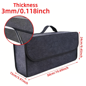 1pc Car Trunk Storage Bag Foldable Soft Felt Luggage Compartment Tool Storage Box Car Interior Sorting And Storage Bag